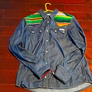 True religion embroidered aztec shirt